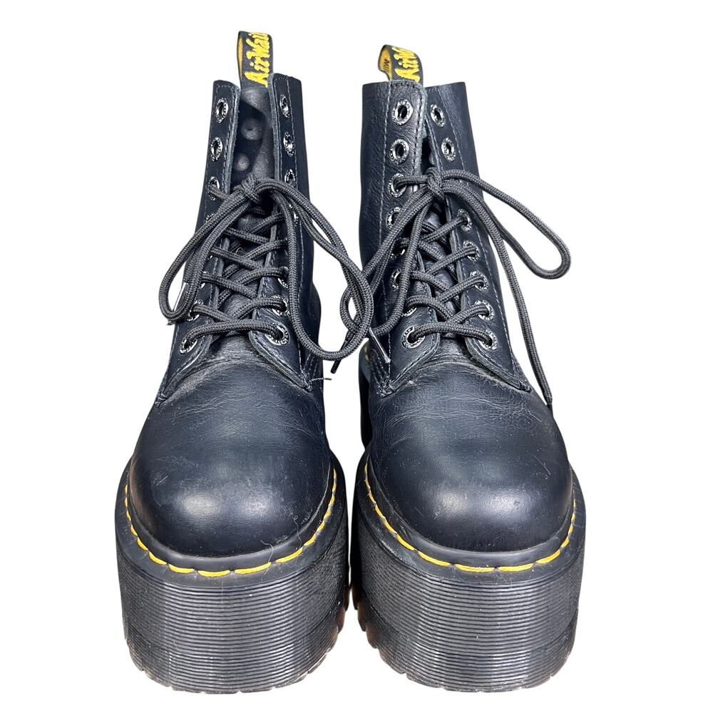Dr. Martens Women’s 1460 Pascal Max Black Leather Platform Boots Size 6 - Picture 7 of 10